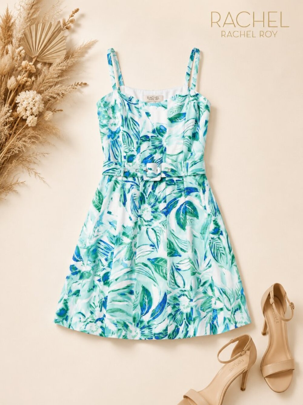 Rachel Roy Wren Turquoise Aqua Floral Sweetheart Mini Dress Size 8 NWT Vacation
